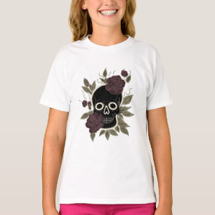 Benutzerdefinierter gotischer Totenkopf und Rosen  T-Shirt
