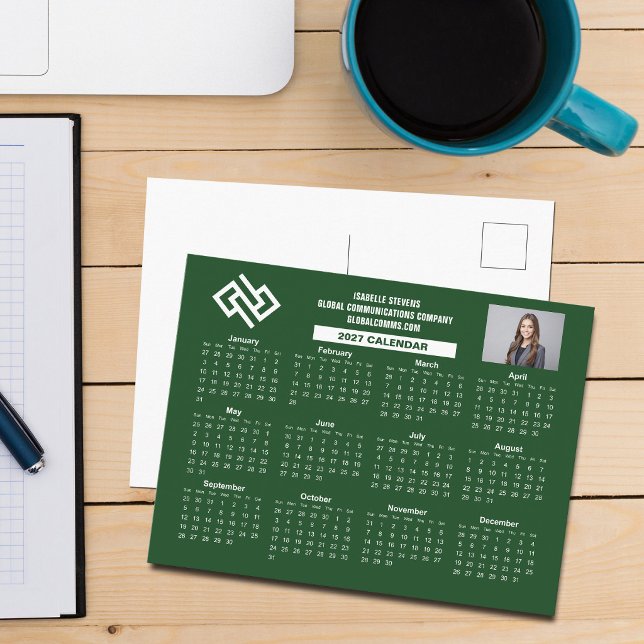 Benutzerdefinierter Grüner 2027 Firmenkalender Ges Postkarte (Von Creator hochgeladen)