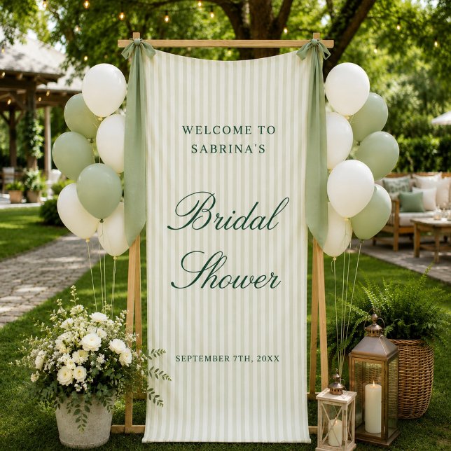 Benutzerdefinierter grüner Streifen Hochzeitsempfa Banner (Von Creator hochgeladen)