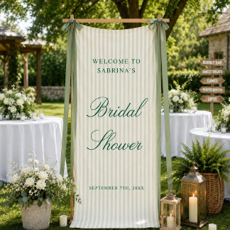 Benutzerdefinierter grüner Streifen Hochzeitsempfa Banner