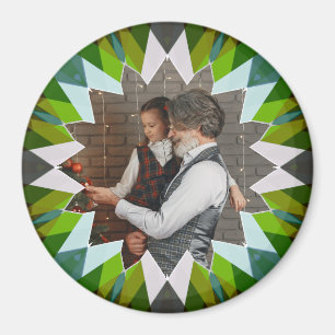 Benutzerdefinierter grüner Weihnachtsstern-Foto-Ma Magnet