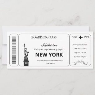 Benutzerdefinierter Gutschein, New York Reise Bord Einladung