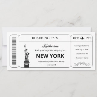 Benutzerdefinierter Gutschein, New York Reise Bord Einladung