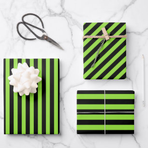Benutzerdefinierter Halloween-Schwarz-Streifen-Mus Geschenkpapier Set