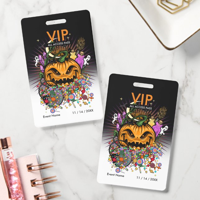 Benutzerdefinierter Halloween-VIP-All-Access-Pass  Ausweis (Büro)