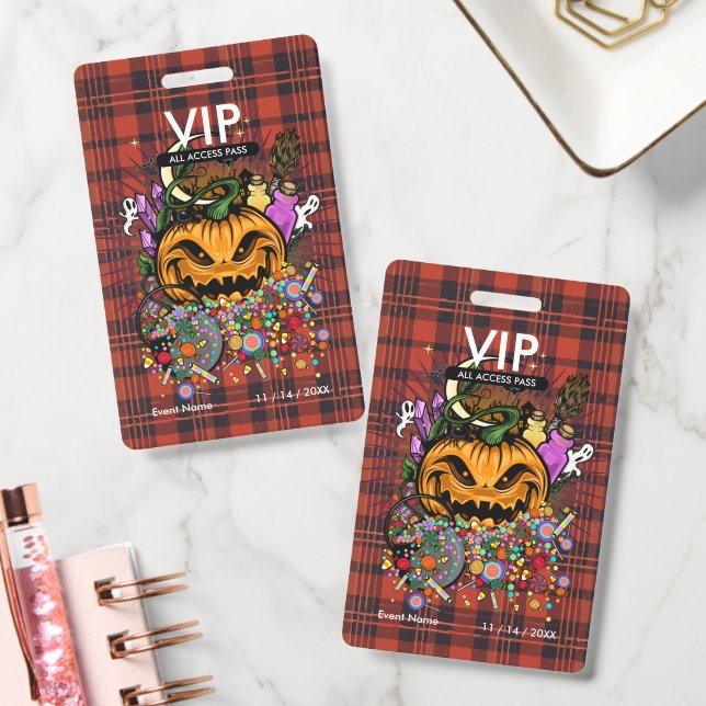 Benutzerdefinierter Halloween-VIP-All-Access-Pass  Ausweis (Büro)