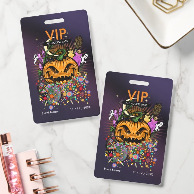 Benutzerdefinierter Halloween-VIP-All-Access-Pass  Ausweis (Büro)