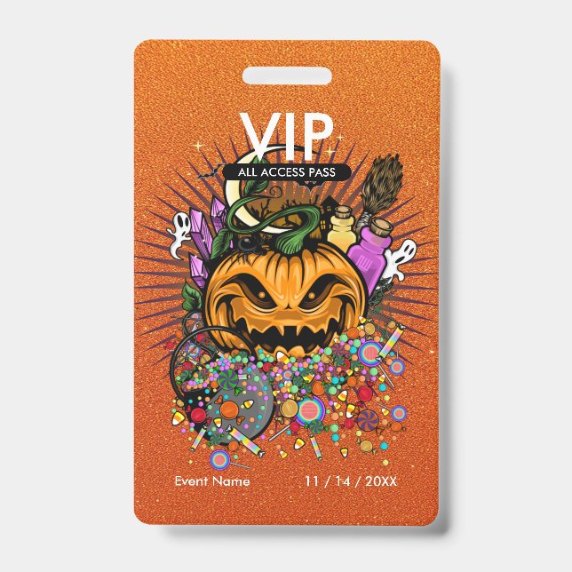 Benutzerdefinierter Halloween-VIP-All-Access-Pass  Ausweis (Vorderseite)