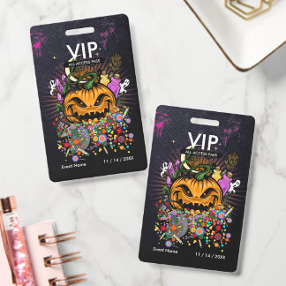 Benutzerdefinierter Halloween-VIP-All-Access-Pass  Ausweis