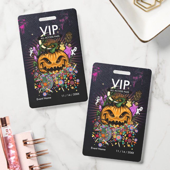 Benutzerdefinierter Halloween-VIP-All-Access-Pass  Ausweis (Büro)