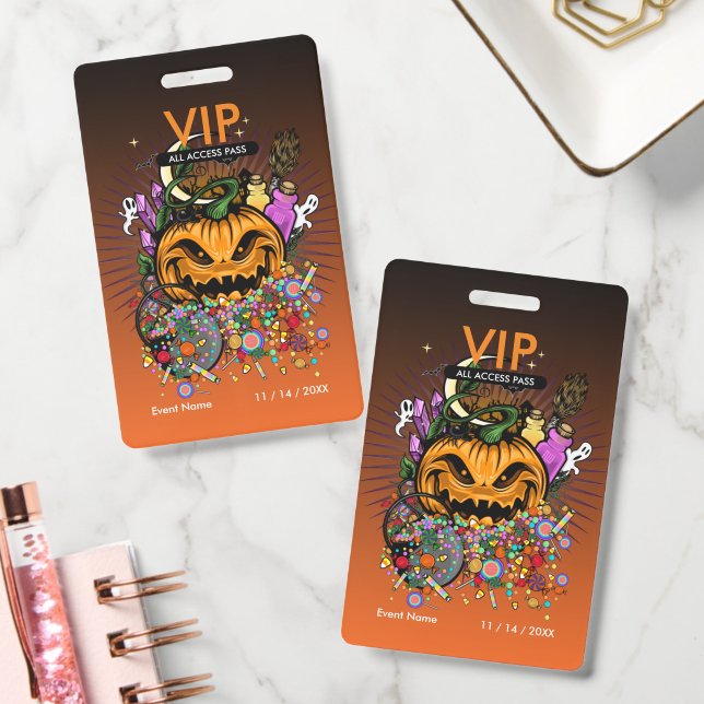 Benutzerdefinierter Halloween-VIP-All-Access-Pass  Ausweis (Büro)