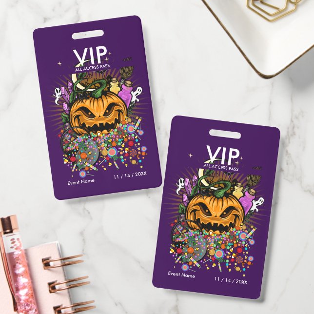 Benutzerdefinierter Halloween-VIP-All-Access-Pass  Ausweis (Büro)