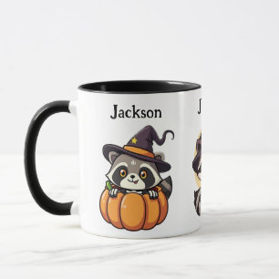 Benutzerdefinierter Halloween-Waschbär-Kürbis Tasse