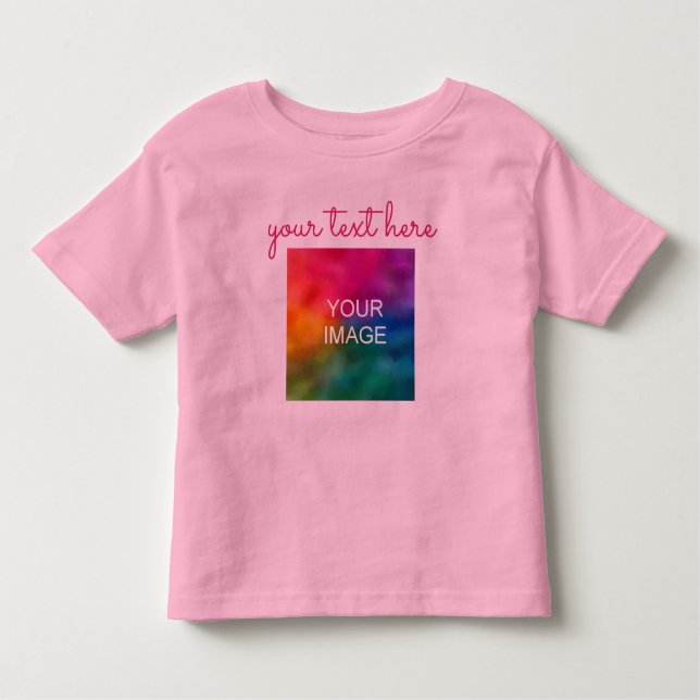 Benutzerdefinierter Handskripttext Foto Pink Baby  Kleinkind T-shirt (Vorderseite)