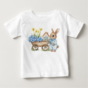 Benutzerdefinierter Hase mit blauen Blumen Baby T-shirt