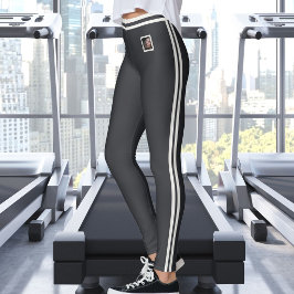 Benutzerdefinierter Haustier-Foto-Text Süße Streif Leggings