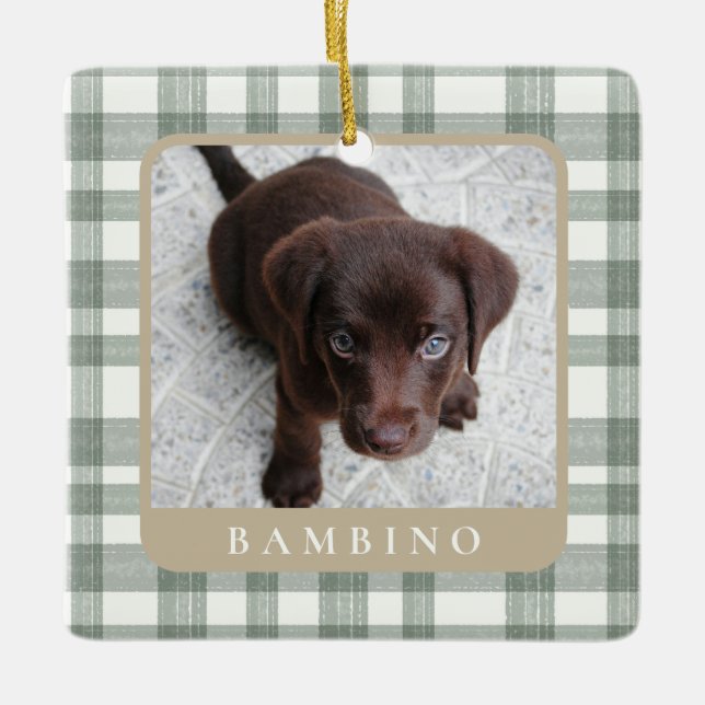 Benutzerdefinierter Haustier-Foto-Weihnachts-Schmu Keramikornament (Vorderseite)