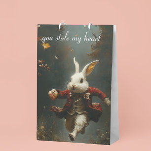 Benutzerdefinierter Herzensdieb-Hase-Vintage-Fee Mittlere Geschenktüte