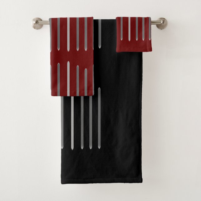 Benutzerdefinierter Hintergrund für Graulinien Badhandtuch Set (Insitu)