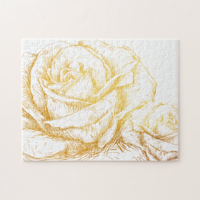 Benutzerdefinierter Hintergrund Vintage Rose Blume Puzzle (Horizontal)
