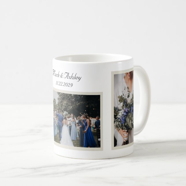 Benutzerdefinierter Hochzeits-Fotomug Kaffeetasse (VorderseiteRechts)