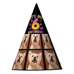 Benutzerdefinierter Hund Foto 6. Geburtstagsfeier  Partyhütchen