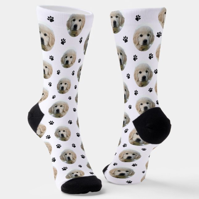 Benutzerdefinierter Hund-Foto-Pfotenabdruck Socken (Gewinkelt)