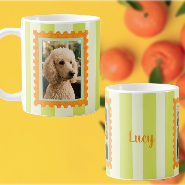 Benutzerdefinierter Hund Foto und Name Retro-Posts Kaffeetasse (Von Creator hochgeladen)