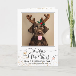 Benutzerdefinierter Hund mit Geweih Foto Weihnacht Feiertagskarte