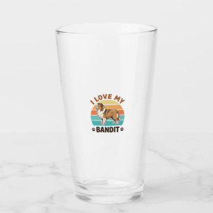 Benutzerdefinierter Hundename Retro-Sonnenuntergan Glas