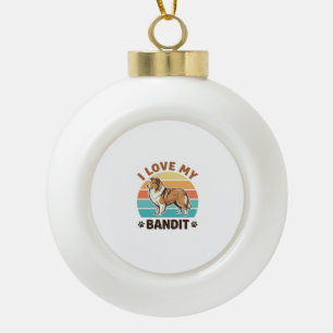 Benutzerdefinierter Hundename Retro-Sonnenuntergan Keramik Kugel-Ornament