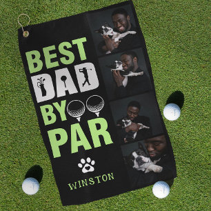 Benutzerdefinierter Hundfoto-Collage Bester Vater Golfhandtuch