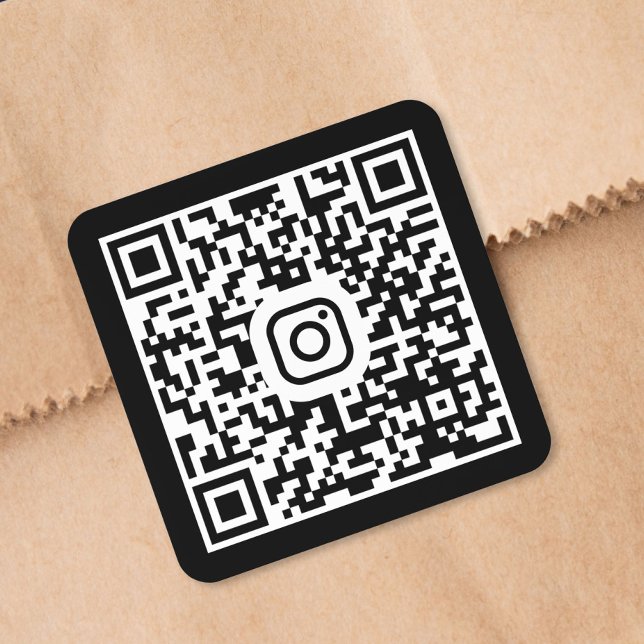 Benutzerdefinierter Instagram-QR-Code Schwarz Quadratischer Aufkleber (Custom Instagram QR Code Black Square Sticker)