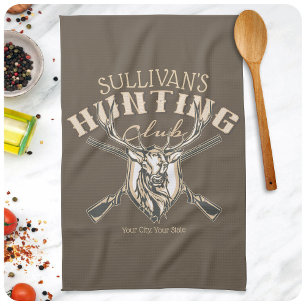 Benutzerdefinierter Jäger NAME Hirsch-Trophäen-Gew Geschirrtuch