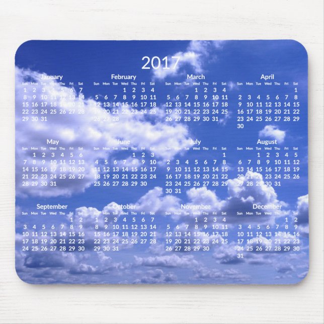 Benutzerdefinierter Jahreskalender 2017 Mauszeiger Mousepad (Vorne)