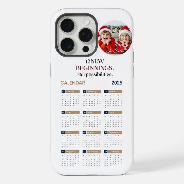 Benutzerdefinierter Kalender 2025 iPhone Hülle (Rückseite)
