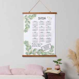 Benutzerdefinierter Kalender 2026 mit elegantem Eu Wandteppich Mit Holzrahmen