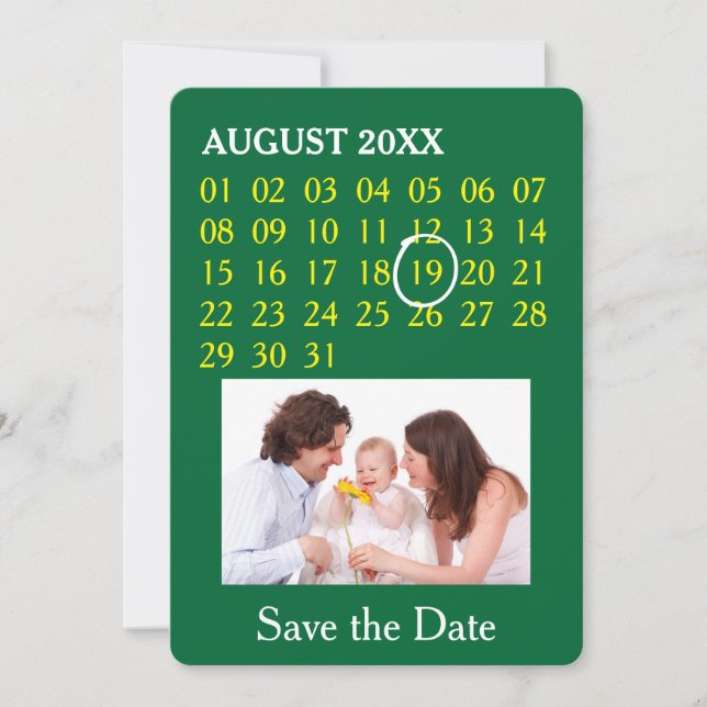 Benutzerdefinierter Kalender + Foto, Backgr, Text Save The Date (Vorderseite)