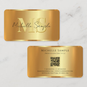 Benutzerdefinierter Kallionsname QR Code Gold Mono Visitenkarte