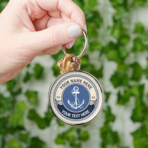 Benutzerdefinierter Kapitän und Bootsname Aanchor Schlüsselanhänger