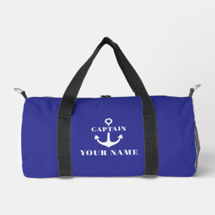 Benutzerdefinierter Kapitänsname Anker Blau Duffle Bag