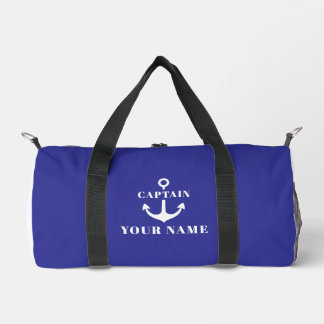 Benutzerdefinierter Kapitänsname Anker Blau Duffle Bag