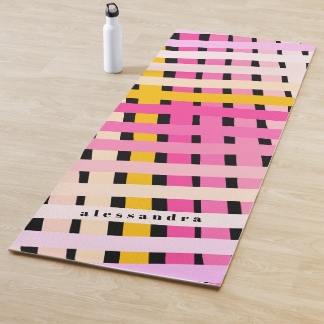 Benutzerdefinierter Karo-Gradient Rosa Gelb Gestre Yogamatte (Beispiel)