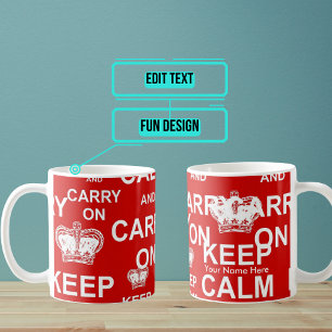 Benutzerdefinierter 'Keep Calm and Carry On'-Beche Tasse