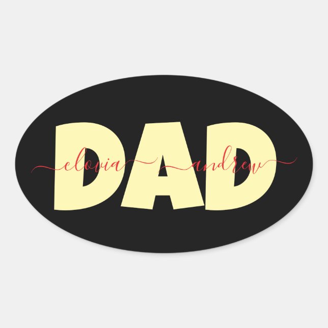 Benutzerdefinierter Kindername für Papa Ovaler Aufkleber (Vorderseite)
