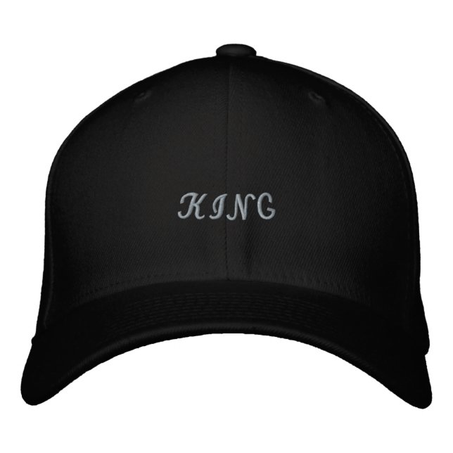 Benutzerdefinierter King-Text Basic Flexfit Wolle  Bestickte Baseballkappe (Vorderseite)