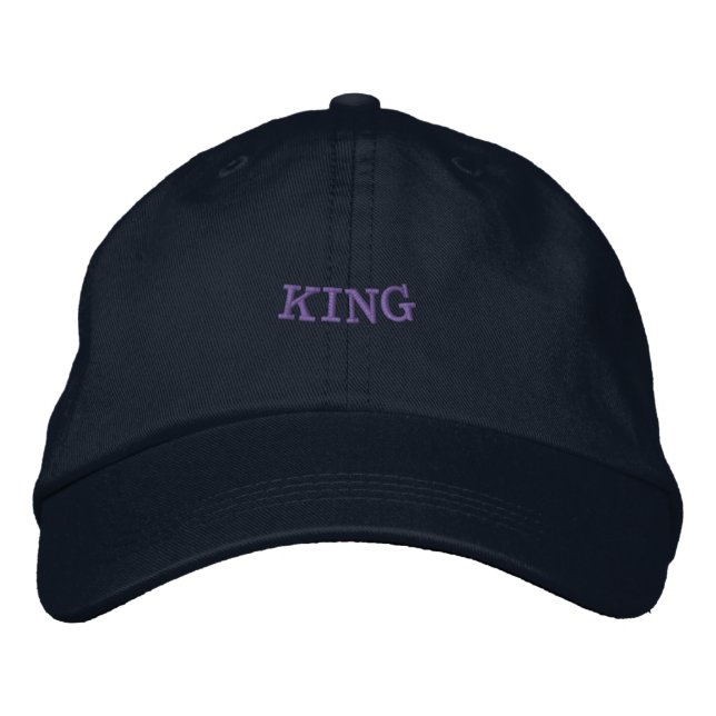 Benutzerdefinierter KING-Text Starker und Selbstbe Bestickte Baseballkappe (Vorderseite)