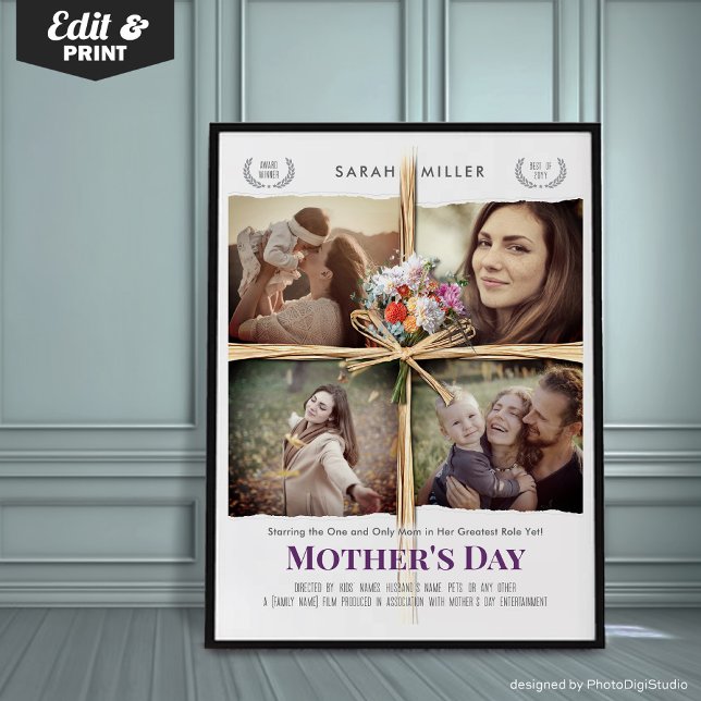 Benutzerdefinierter Kinoposter Muttertag Geschenk  Poster (Personalized Mothers Day Movie Poster Gift, Custom Portrait Print for Mom, Unique Gift for Mom)