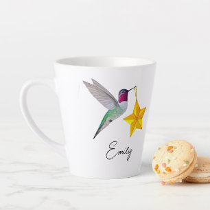 Benutzerdefinierter Kolibri- und Sternen-Latte-Mug Milchtasse