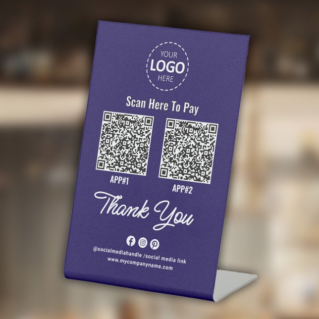 Benutzerdefinierter kontaktloser QR-Code Blau Sockelschild (Von Creator hochgeladen)